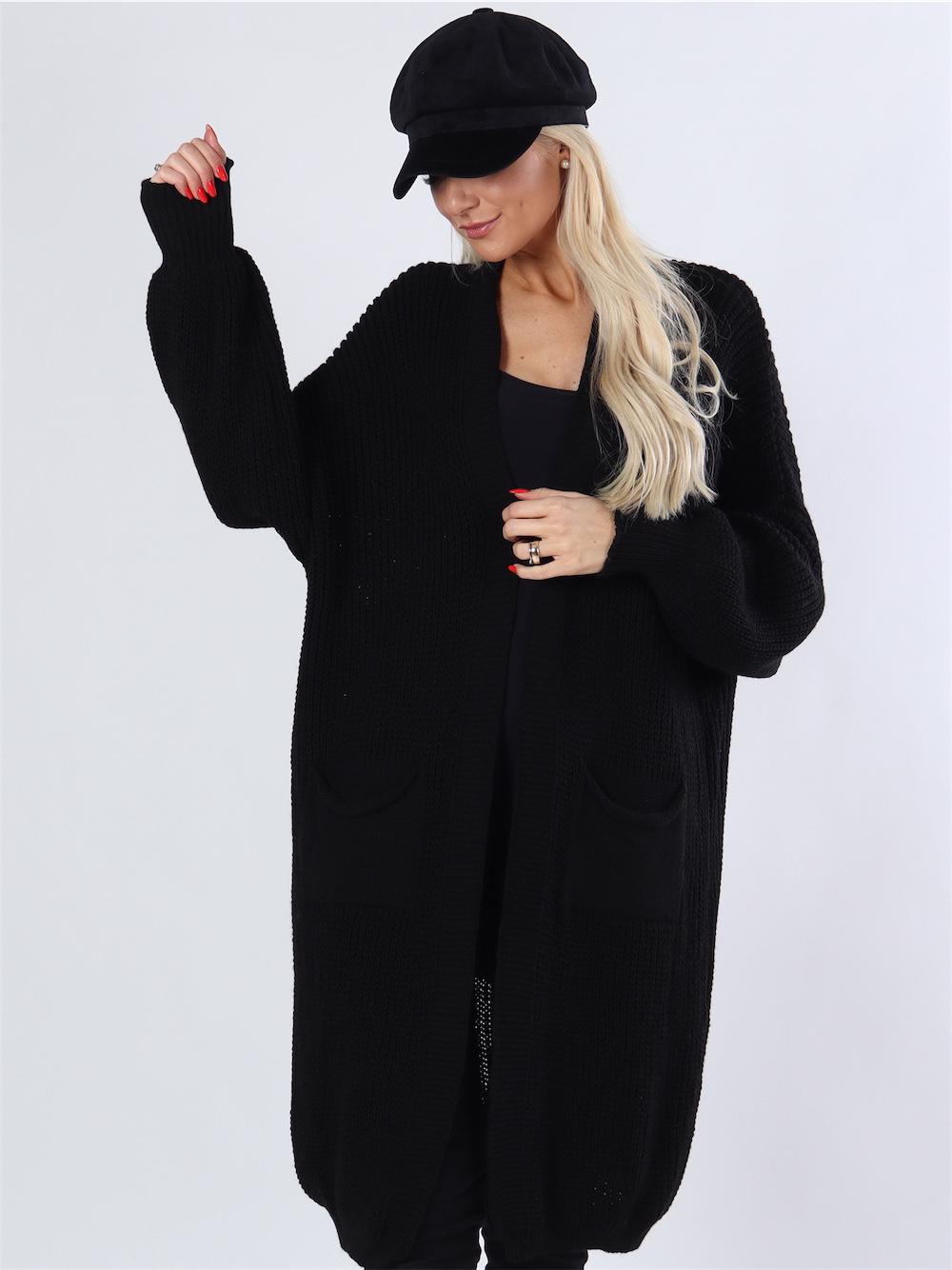 Birla - Armygrøn lækker strikcardigan i oversized look